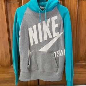 Nike sportswear gray teal hoodie